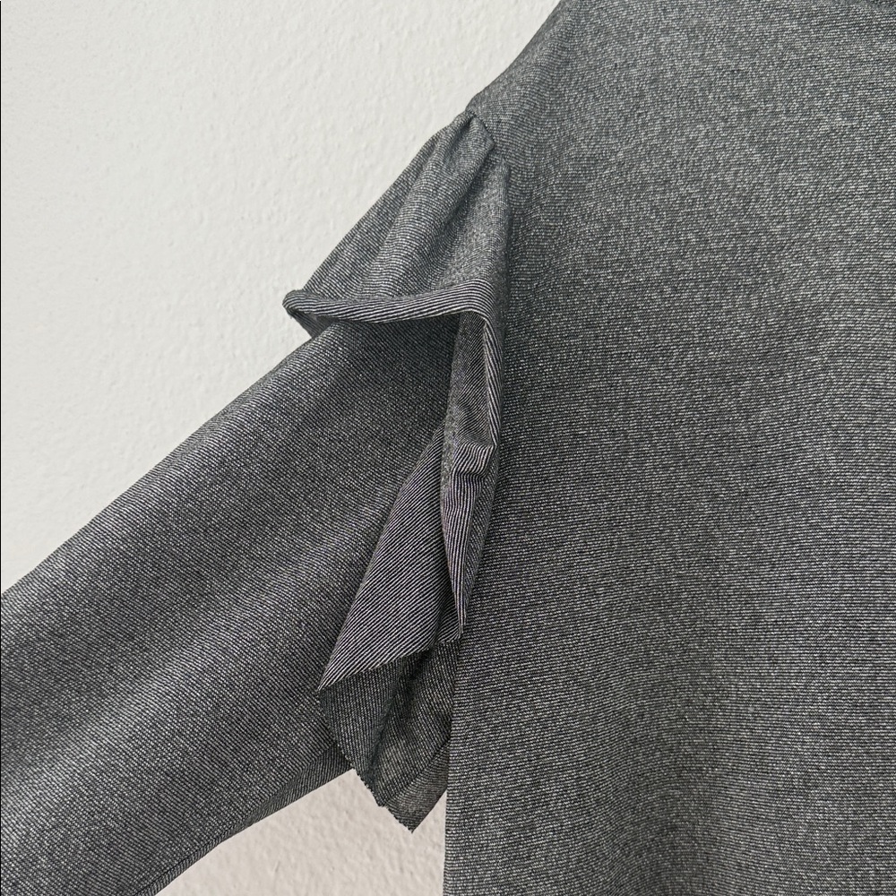 Chic Gray Ruffle Sleeve Blouse - Picture 2 of 8
